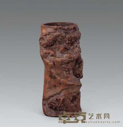 清 树根雕笔筒 高15cm